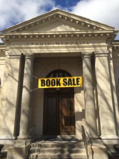 Book sale banner at Cragin Memorial Library