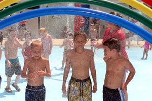Kids playing in water park