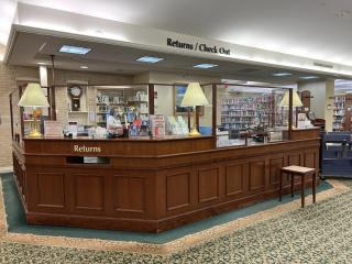 Adult Service Desk--Ask questions, check out and return materials here.
