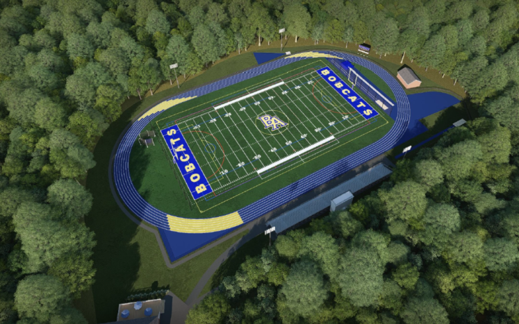 Rendering of proposed Bacon Academy stadium field renovation Proposed Bacon Academy stadium field renovation
