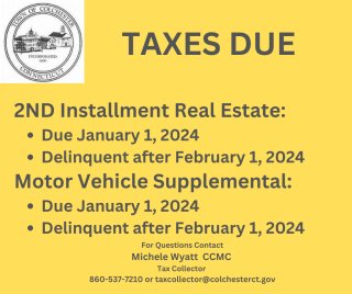 Taxes Due January 1, 2024. Delinquent after February 1, 2024.