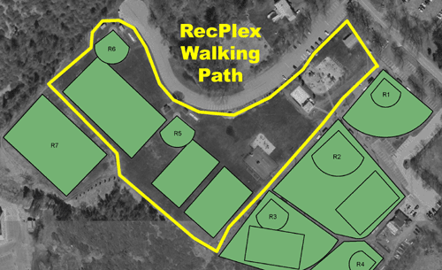 Map of layout of Park and RecPlex Walking Path