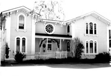 Black and White Photo of Victorian Style House