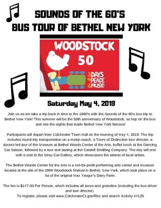 Sounds of the 60's Bus Tour to Bethel NY